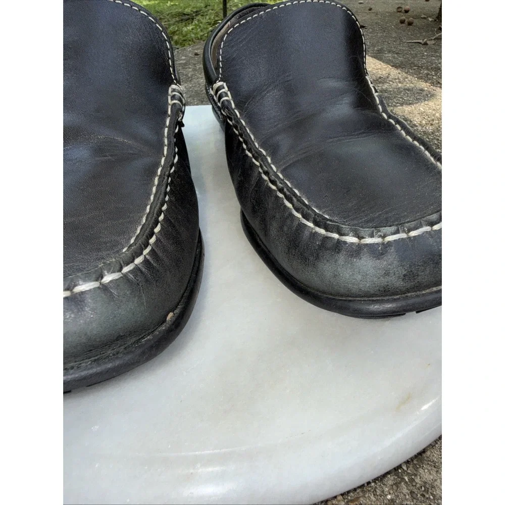 Ecco Men's Leather Loafers Walking Shoes Arch Support Black 42 US 8-81/2 WORN IN
